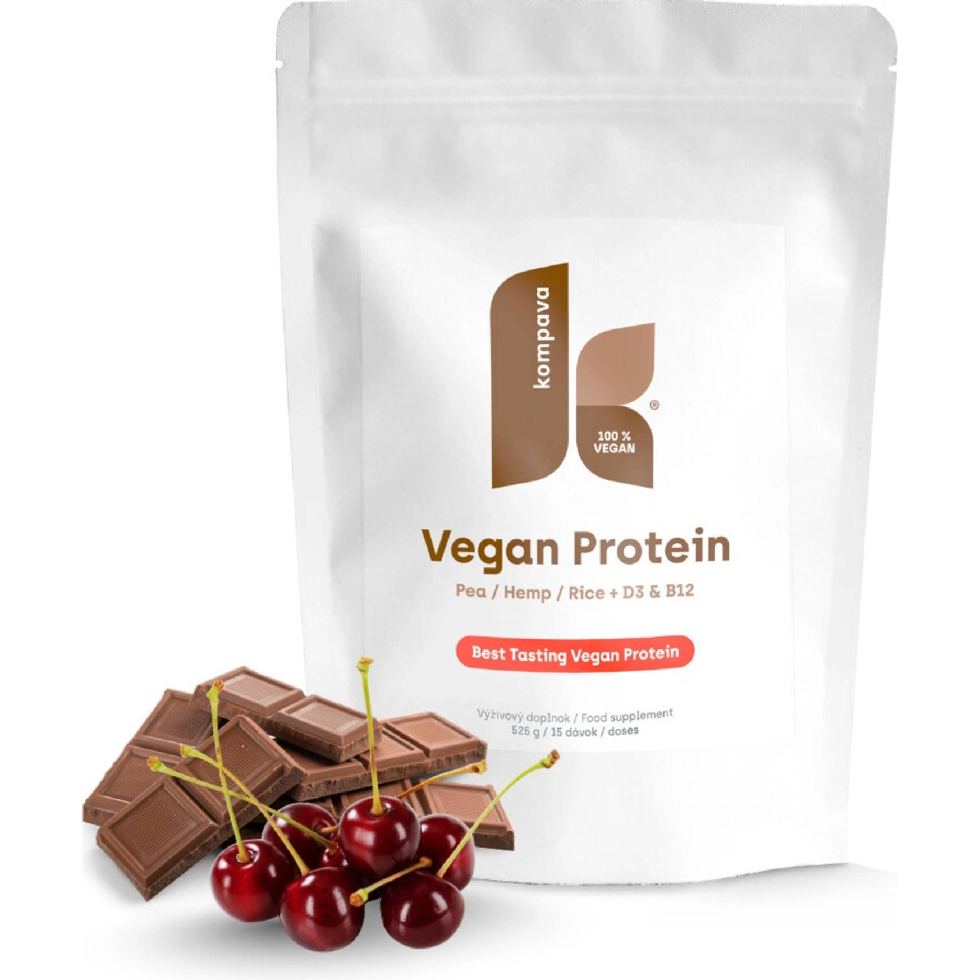 Kompava Vegan Protein, čokoláda-višeň, 525g