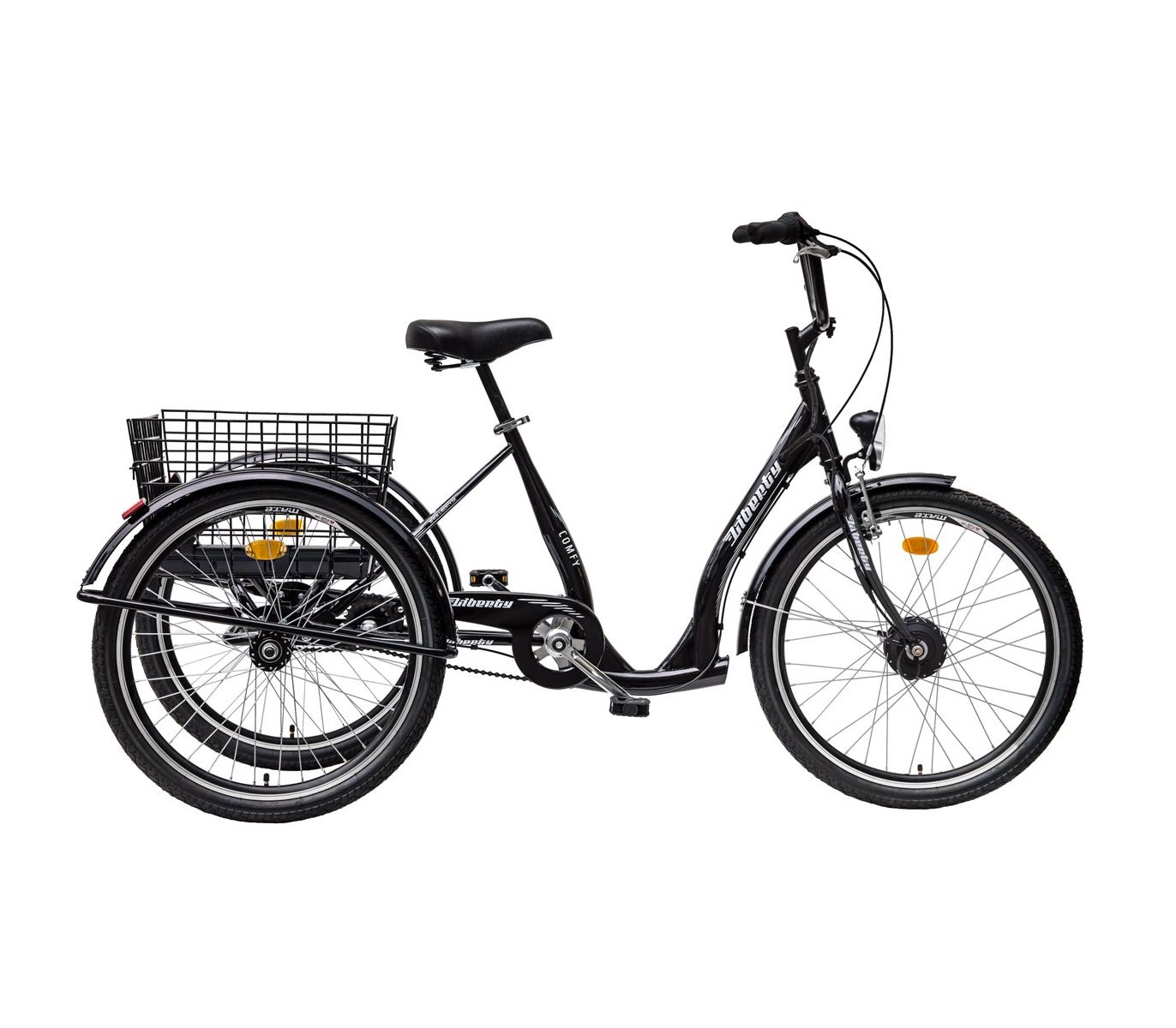 Liberty e-COMFY e-trojkolka 24" 3spd., 36V 10,4Ah, barevný displej, kaučuková kola, antracit
