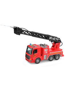 Hasičské auto s žebříkem stříkající vodu, světelné efekty 30 cm