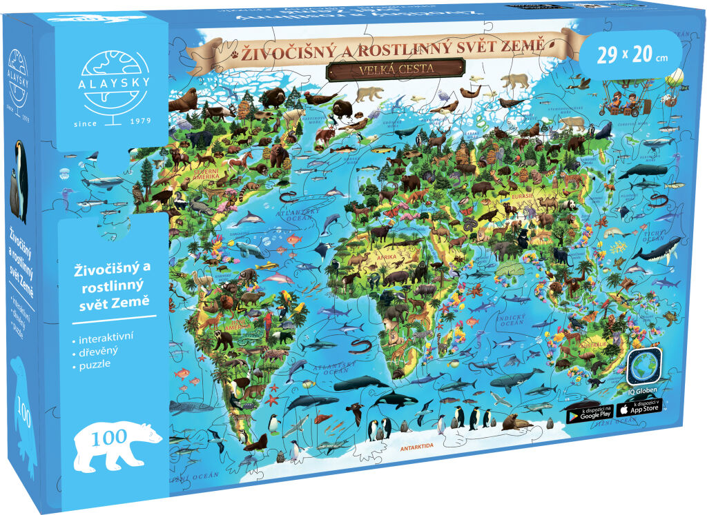 Alaysky's Interaktivní dřevěné puzzle Flora & Fauna A4 AR CZ, 100 dílků