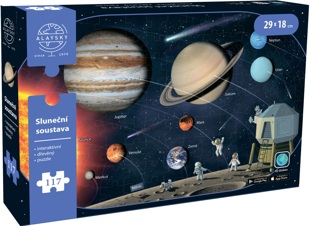 Alaysky's Interaktivní dřevěné puzzle Sluneční soustava A4 CZ, 117 dílků