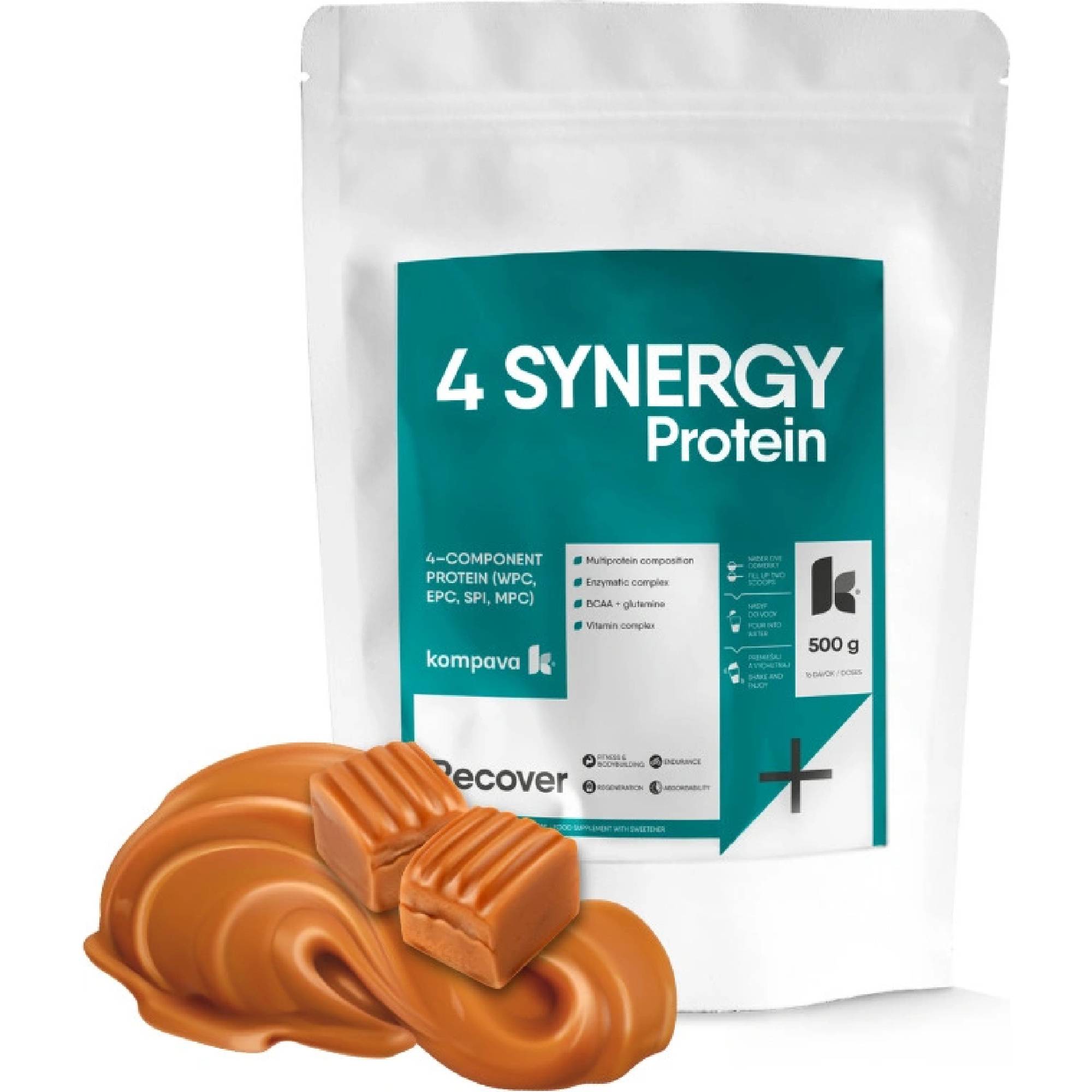 Kompava 4 SYNERGY Protein, slaný karamel, 500g