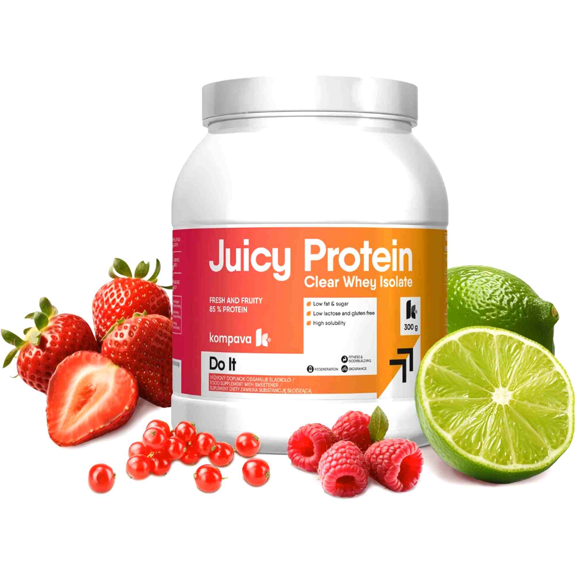 Kompava Juicy Protein, Redberries-Lime, 300g