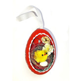 Velikonoční Husí kraslice vrtaná s kuřátkem - červený květ