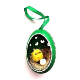 Velikonoční Husí kraslice vrtaná s kuřátkem - Zelené srdce