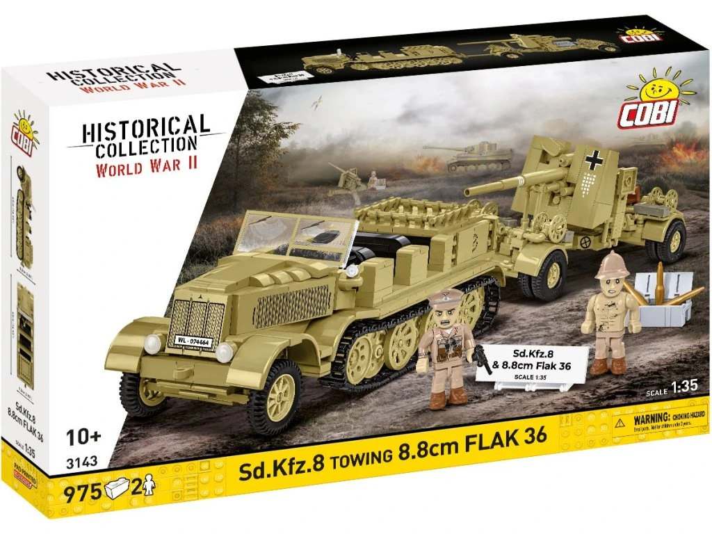 Cobi 3143 II WW Sd. Kfz. 8 táhnoucí 8,8 cm Flak 36, 1:35, 975 k, 2 f