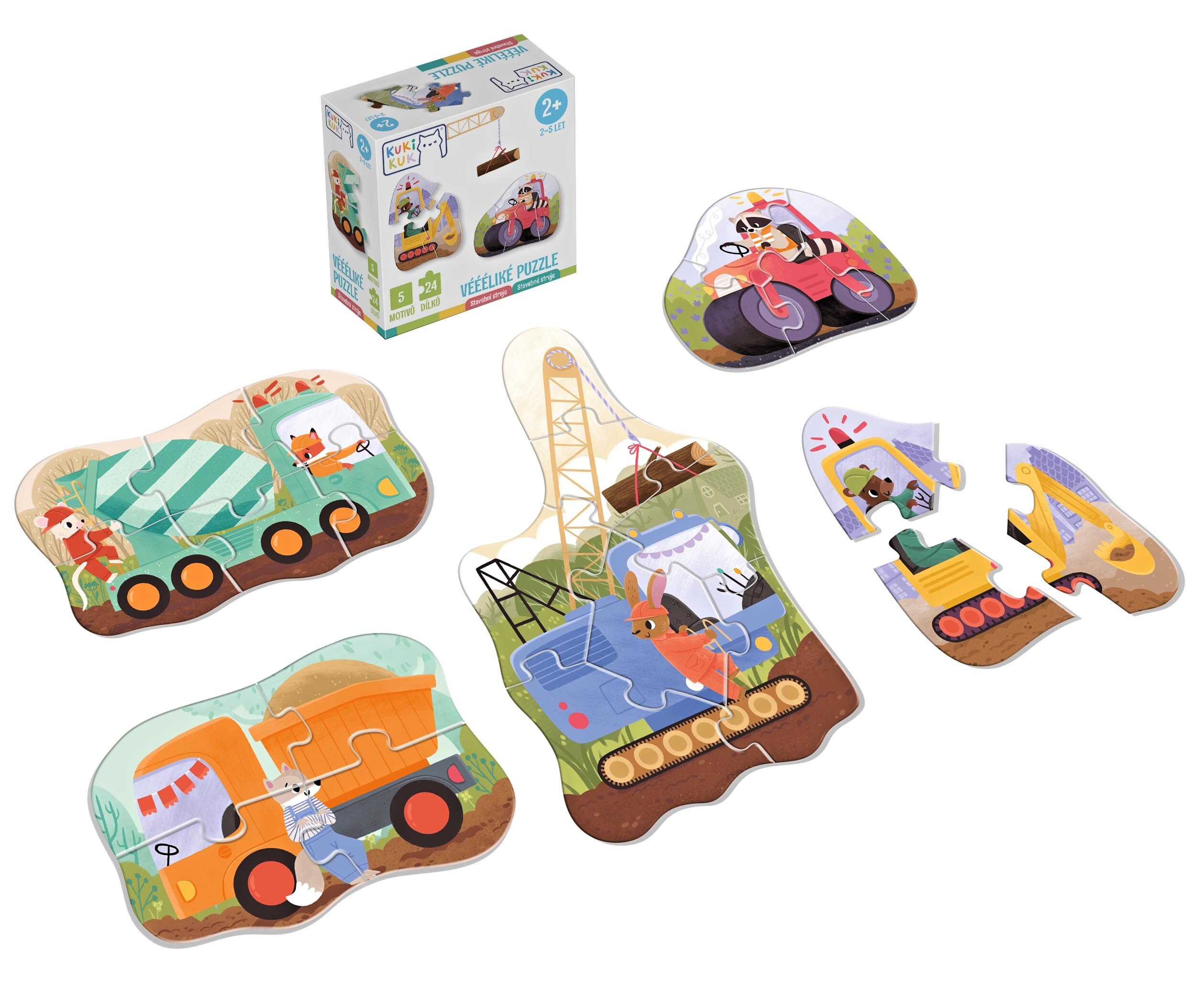 Betexa KukiKuk - Velké puzzle Stavební stroje