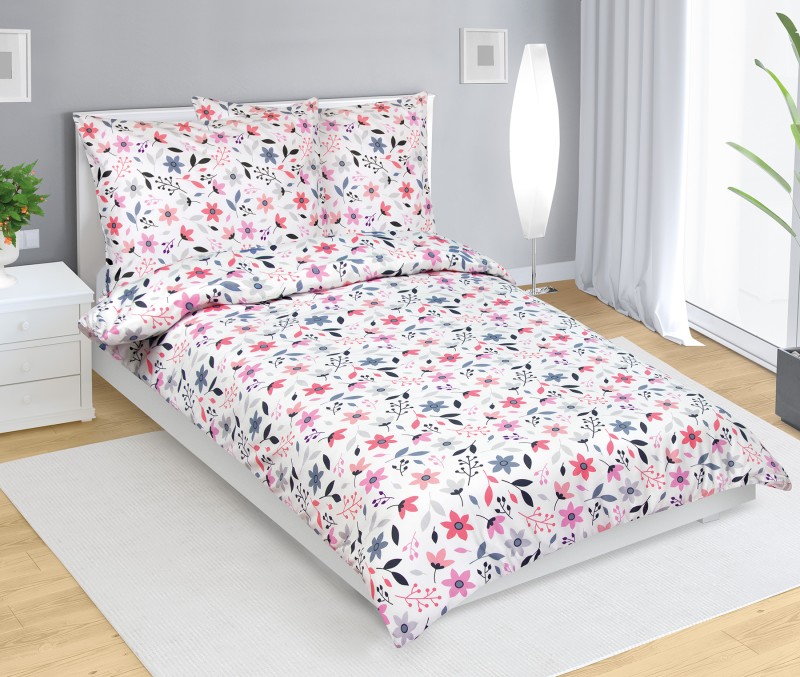 Bellatex Povlečení bavlněný satén Barevné kvítí - 140x220, 70x90cm
