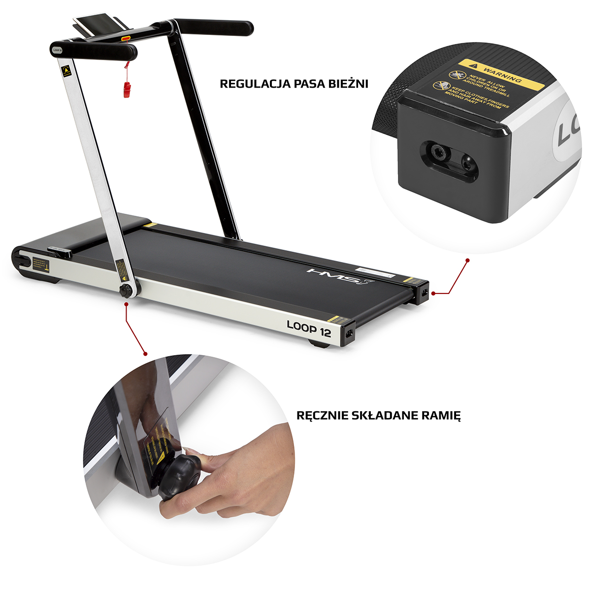 Elektrický Běžecký pás HMS LOOP12 šedý, nostnost 120 kg