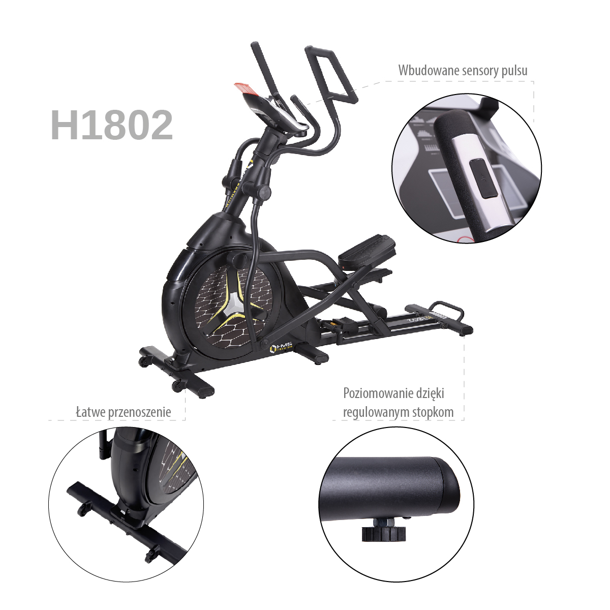 Magnetický eliptický trenažér HMS Premium H1802, nostnost 150 kg