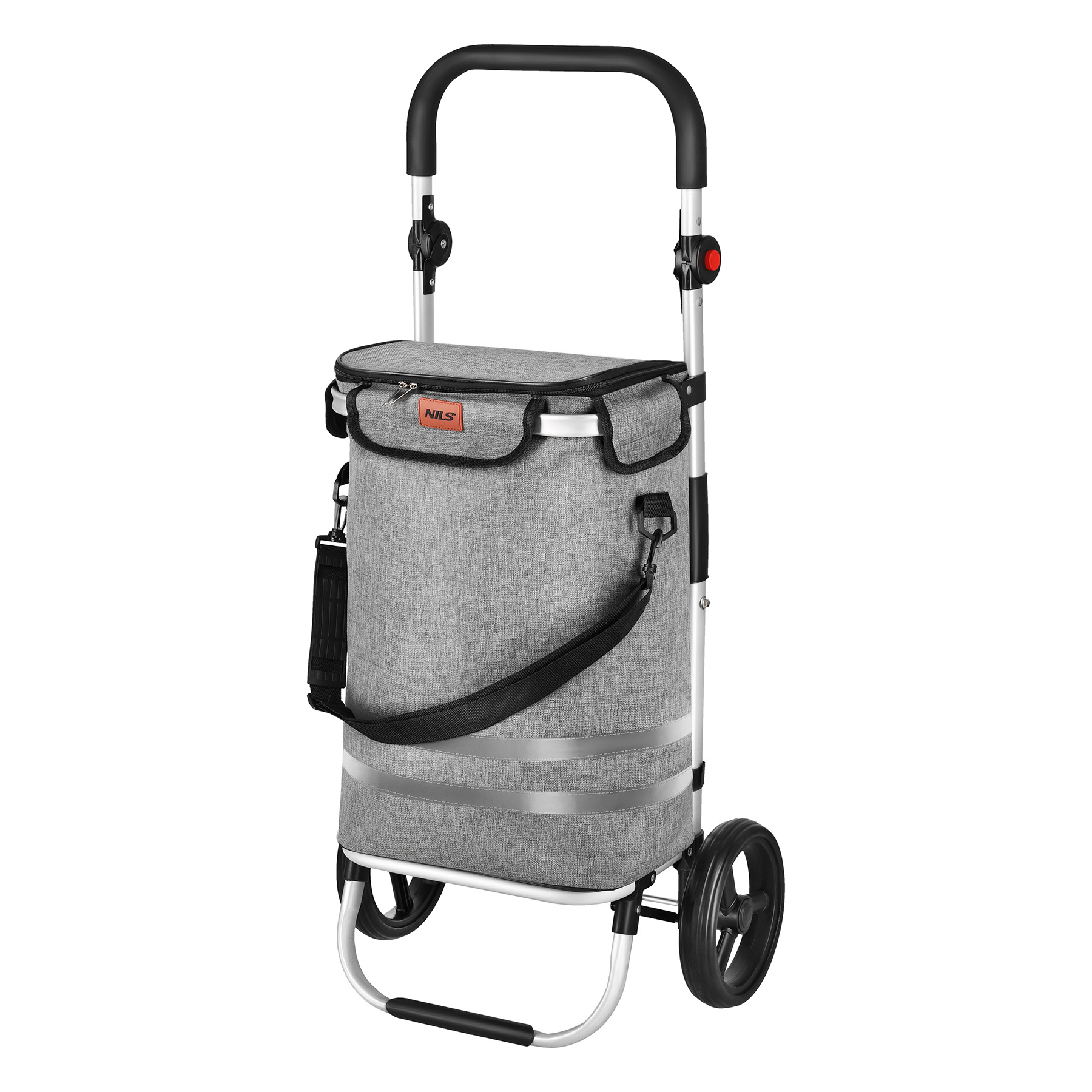Skládací nákupní taška na kolečkách NILS NC4305 Premium, šedá, 50 litrů