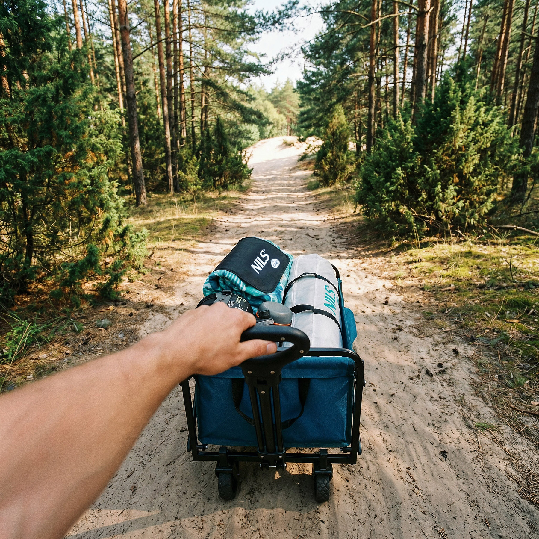 Skládací kempingový vozík NILS Camp NC4306 tyrkysový