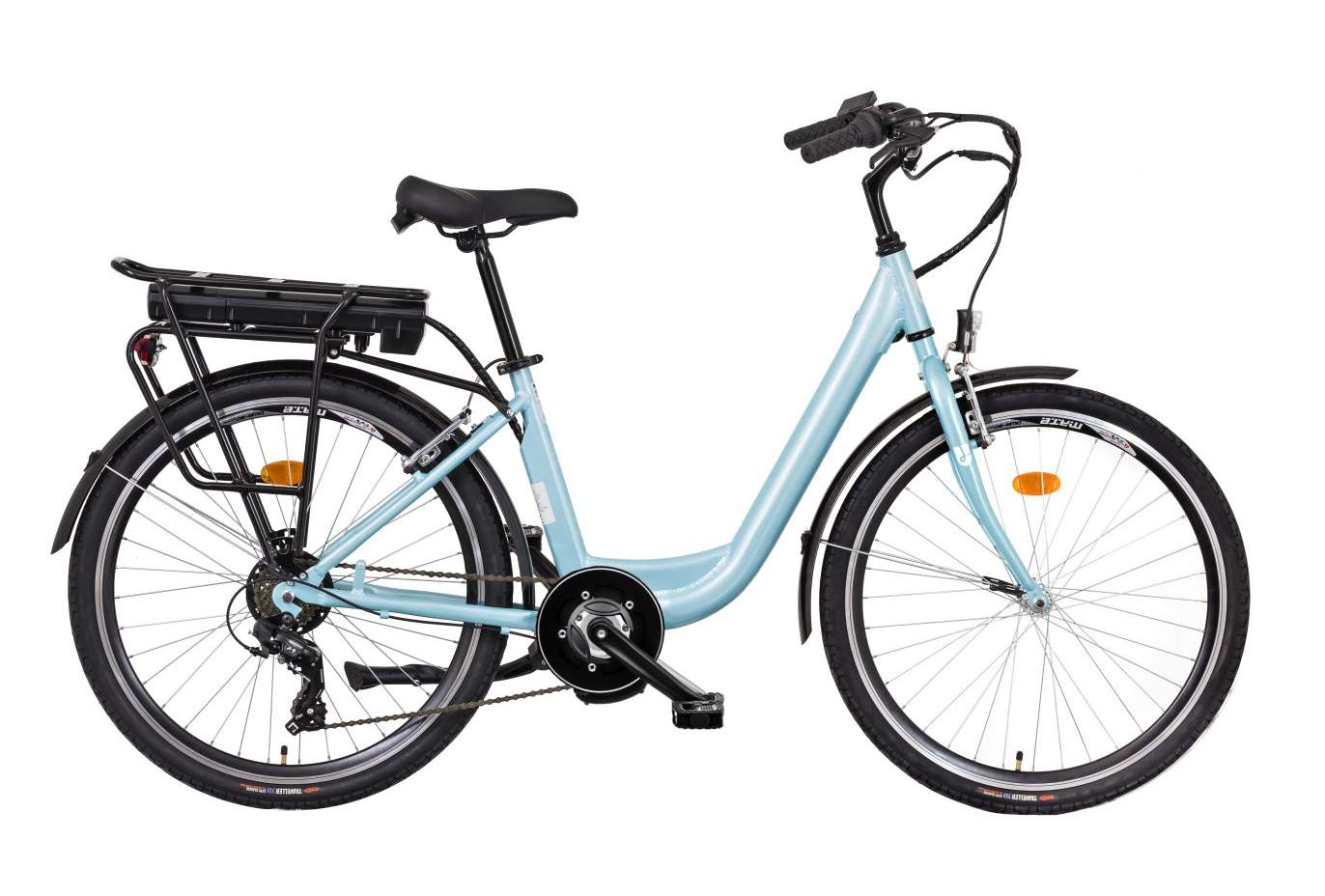 Liberty elektrokolo e-VIA 6 spd 26" středový motor, 2026 tyrkysové