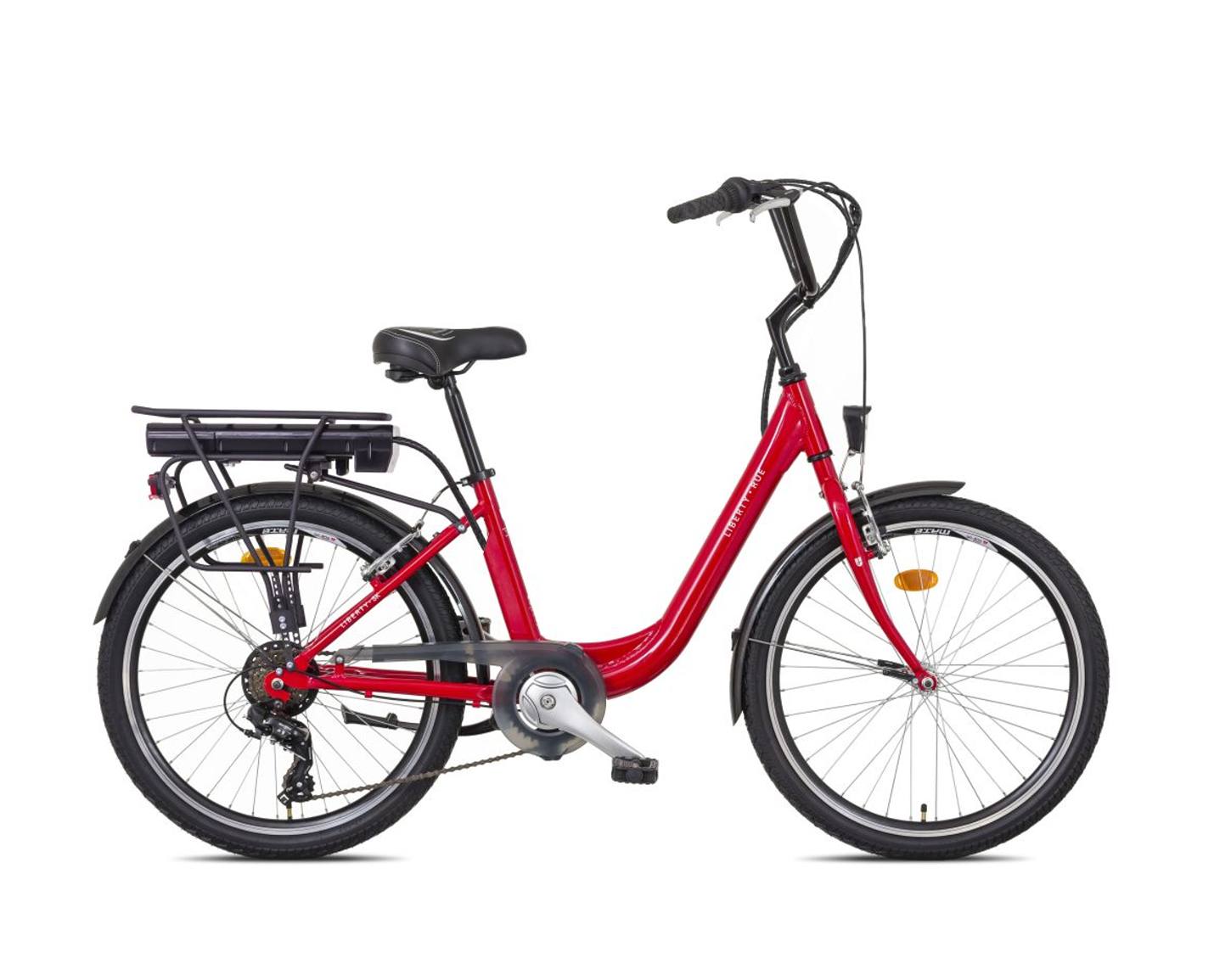 Liberty elektrokolo e-RUE 6 spd 24" zadní motor, 36V/14Ah, 2026 červené