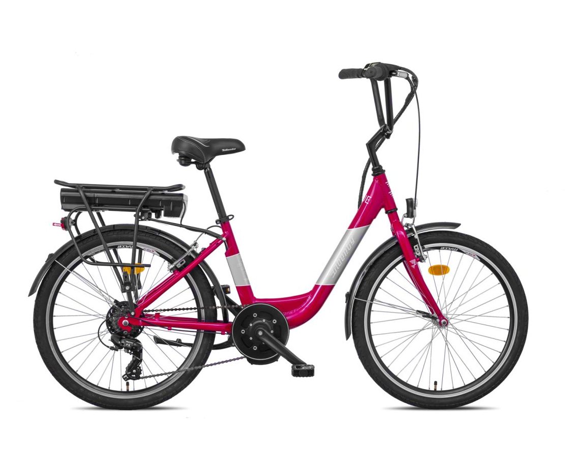 Liberty elektrokolo e-RUE 6spd 24" středový motor, 2026 růžové