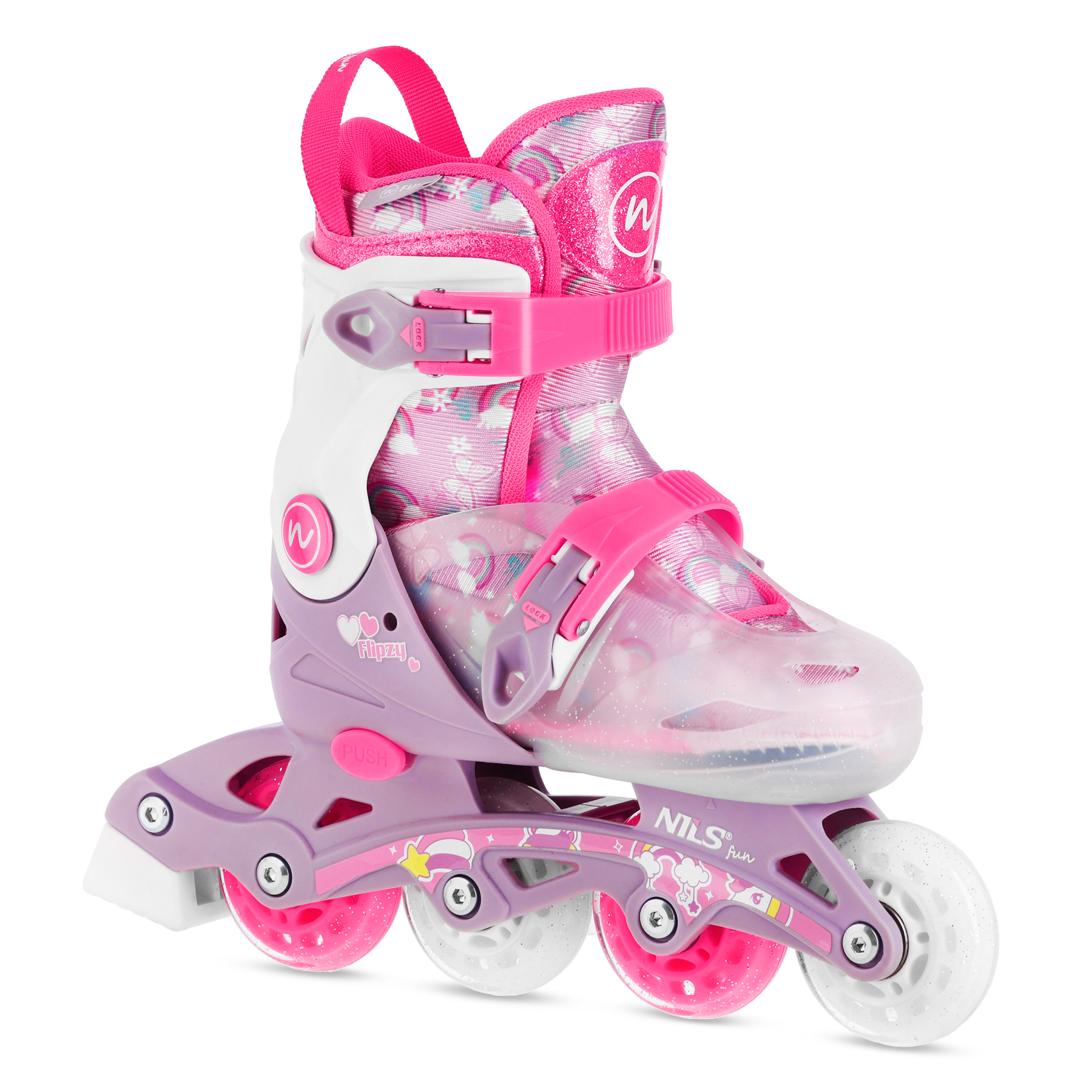 Dětské kolečkové brusle NILS Fun NJ1025 FLIPZY, růžové, vel.S (31-34)
