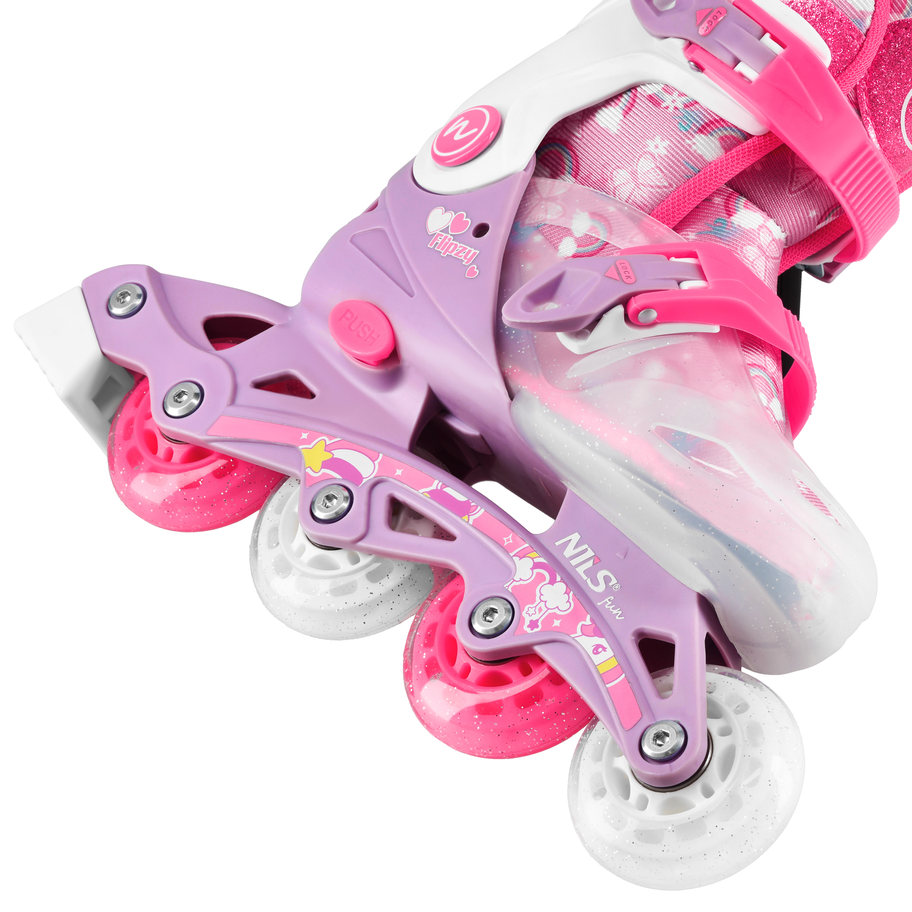 Dětské kolečkové brusle NILS Fun NJ1025 FLIPZY, růžové, vel.S (31-34)
