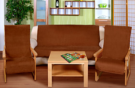 Bellatex Souprava Korall micro 3+1+1 Hnědá - 1x150x200+2x65x150 cm