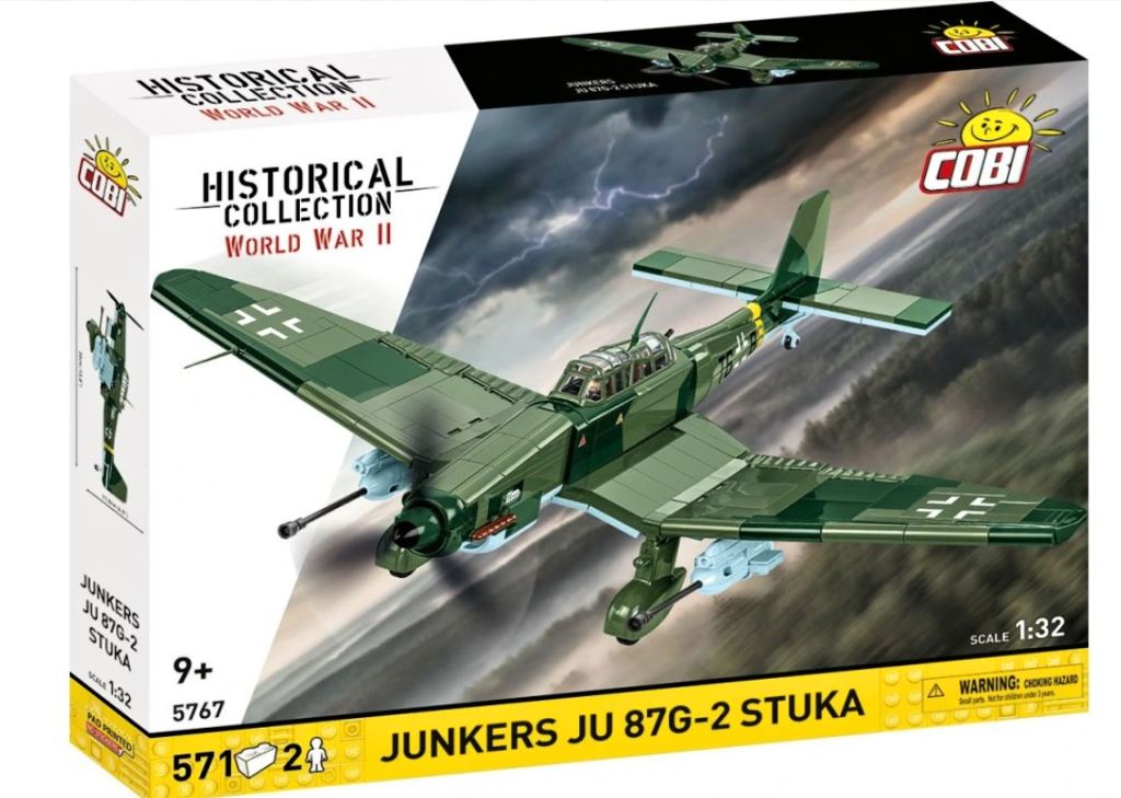 Cobi 5767 II WW Junkers JU 87G-2 STUKA, 1:32, 571 kostek, 2 figurky
