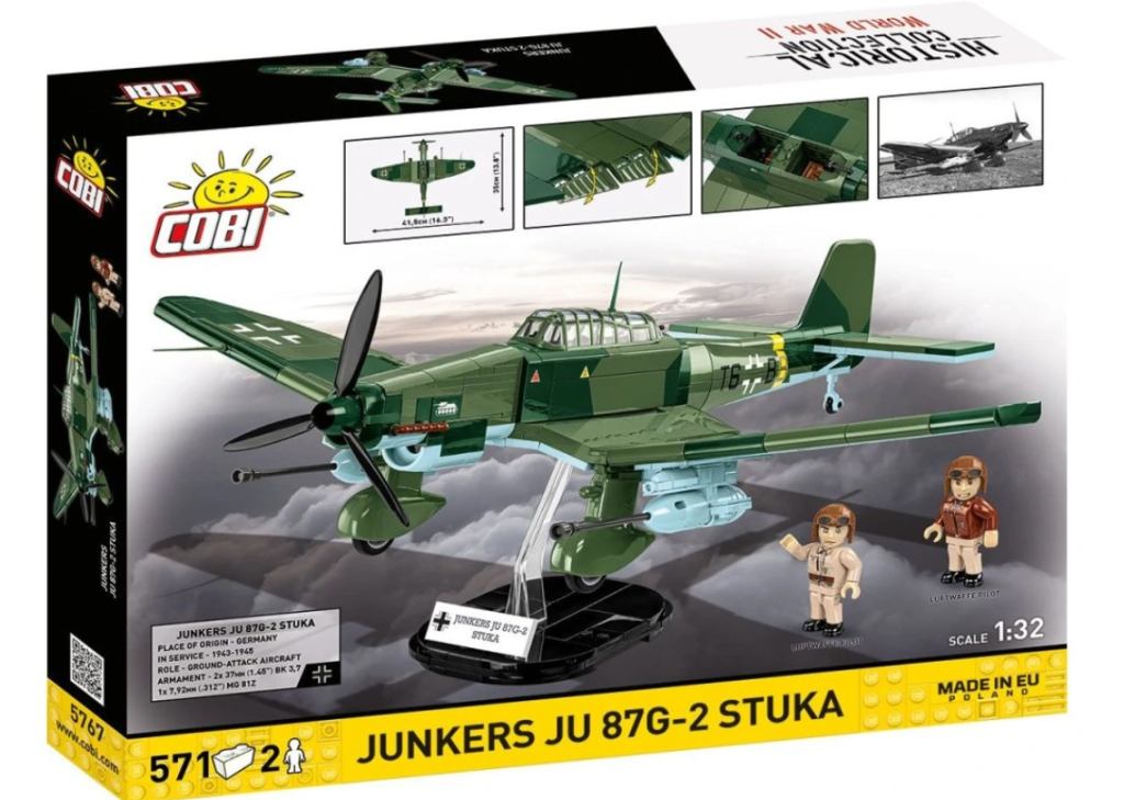 Cobi 5767 II WW Junkers JU 87G-2 STUKA, 1:32, 571 kostek, 2 figurky