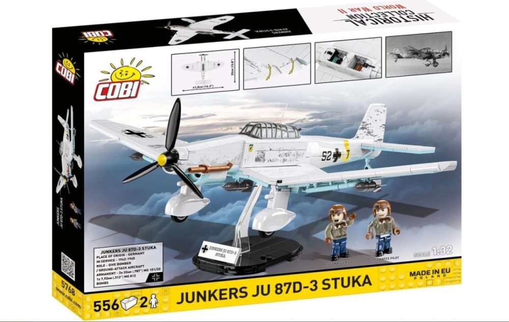 Cobi 5768 II WW Junkers JU 87D-3 STUKA, 1:32, 556 kostek a 2 figurky