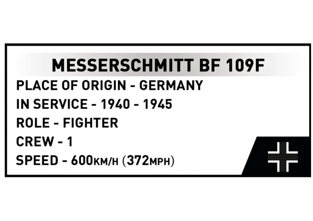 Cobi 5873 II WW Messerschmitt BF-109F, 1:48, 123 kostek