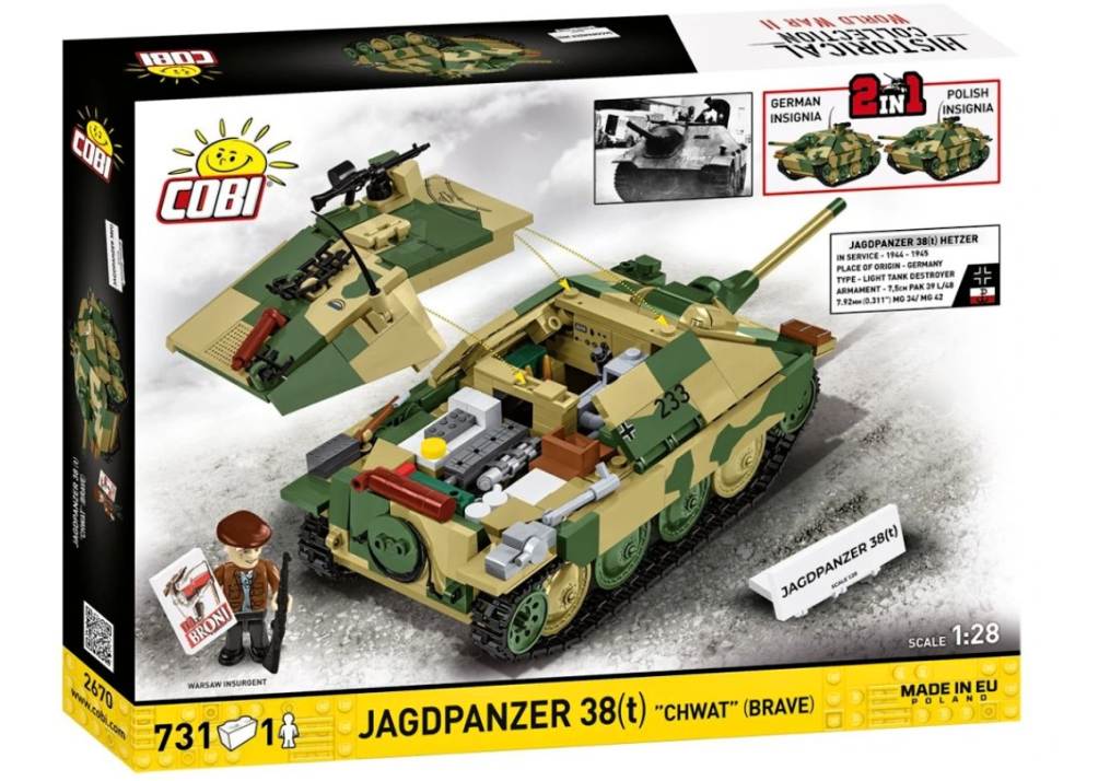 Cobi 2670 II WW Jagdpanzer 38(t) CHWAT (Odvážlivec), 1:28, 731 kostek