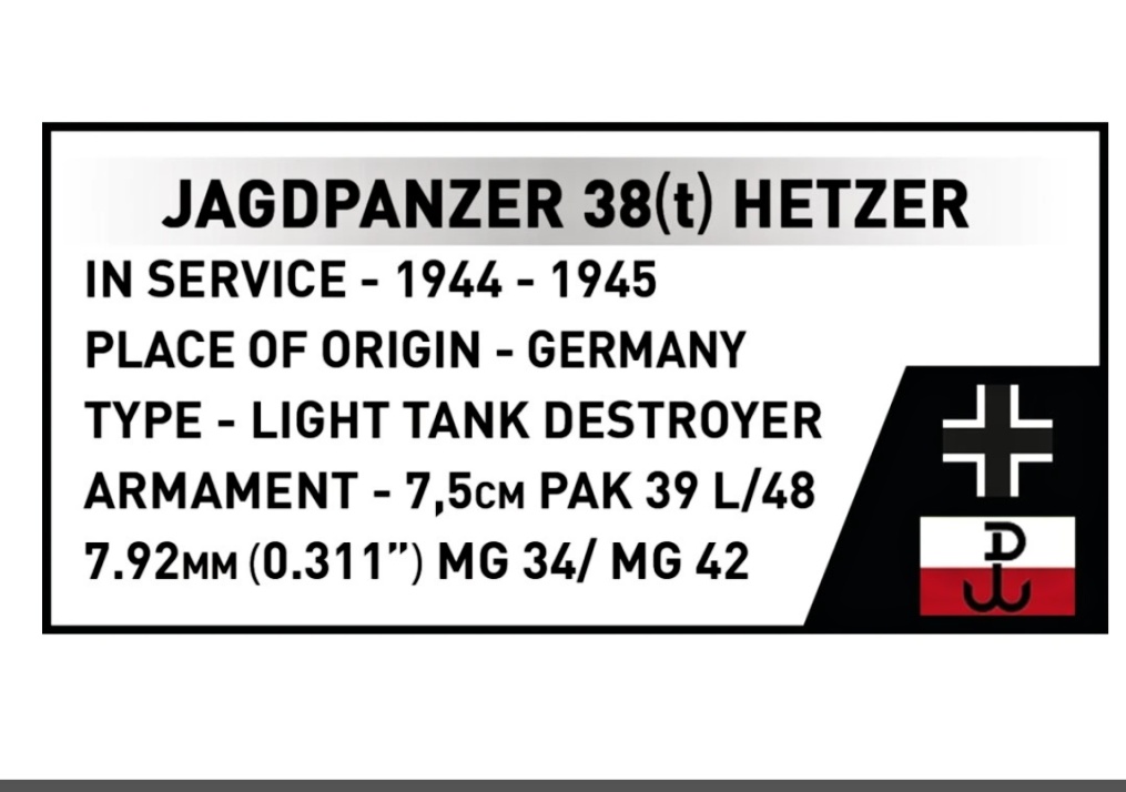 Cobi 2670 II WW Jagdpanzer 38(t) CHWAT (Odvážlivec), 1:28, 731 kostek