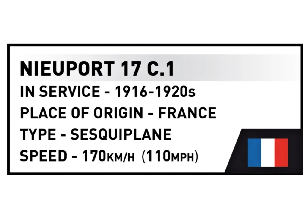 Cobi 2998 Great War Nieuport 17 C.1, 1:32, 274 kostek