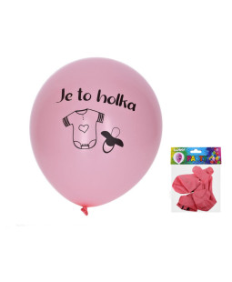 Balónek nafukovací Růžový - Je to holka, sada 5ks