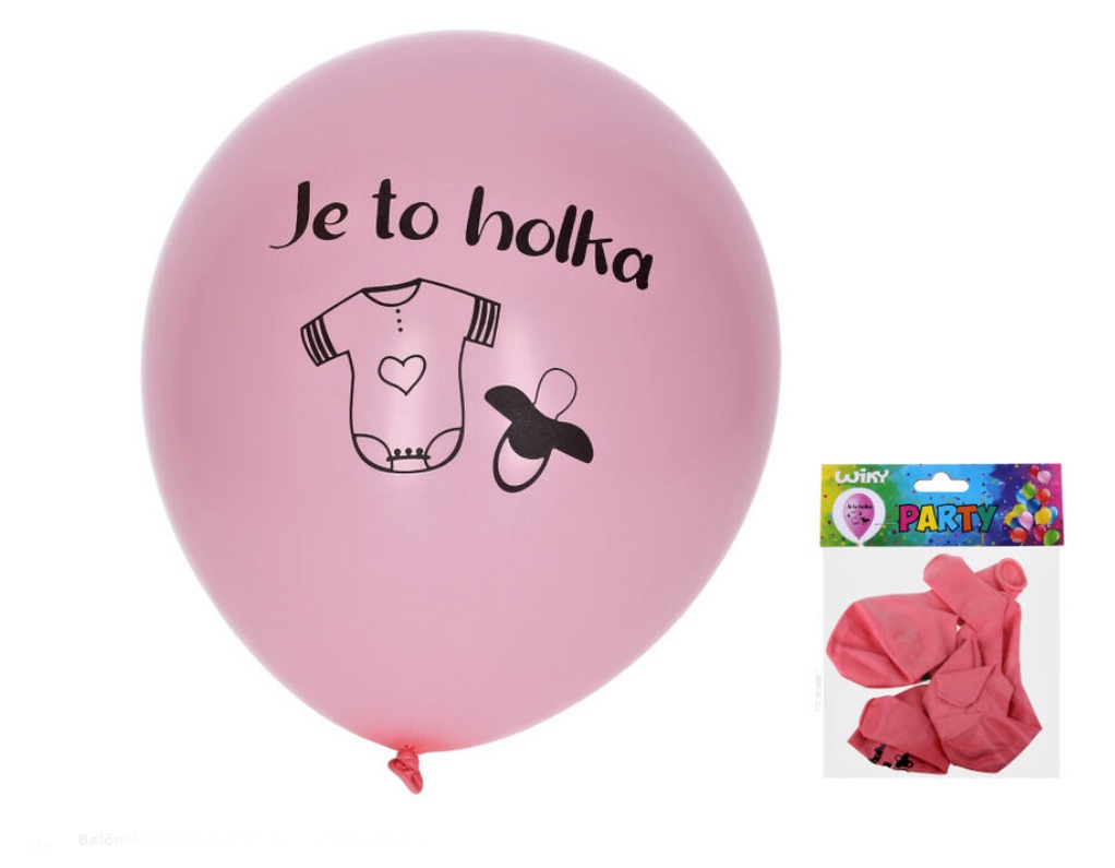 Balónek nafukovací Růžový - Je to holka, sada 5ks