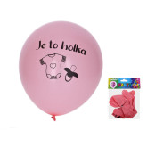 Balónek nafukovací Růžový - Je to holka, sada 5ks
