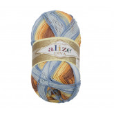 Bellatex Příze DIVA BATIK - žlutá, oranžová, hnědá, modrá - 100g / 350 m