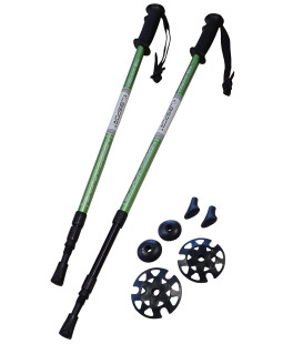Trekové hole třídílné teleskopické Alu s antishockem, zelené, 65-135 cm
