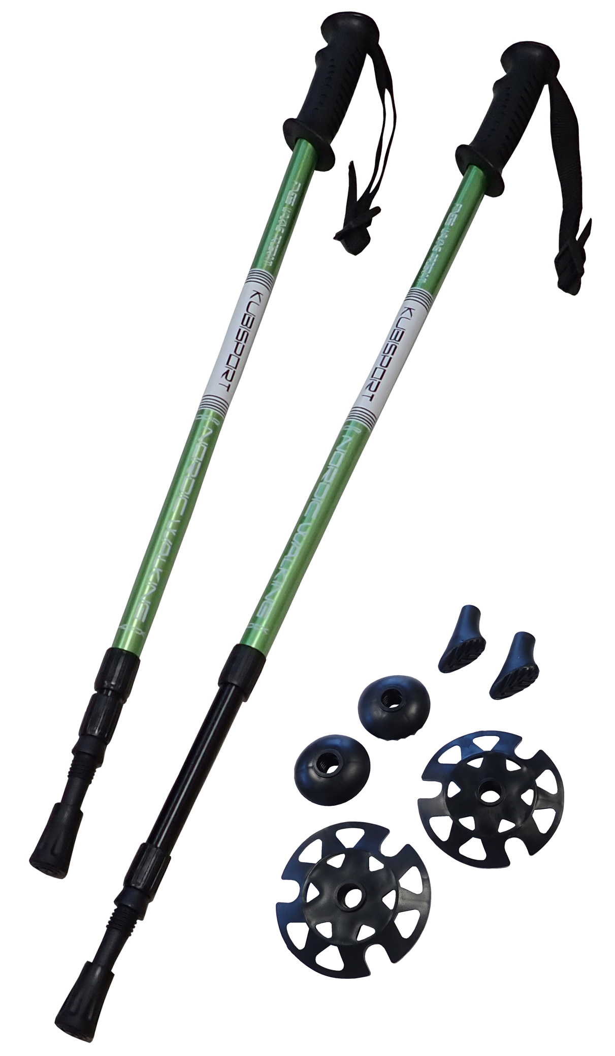 Trekové hole třídílné teleskopické Alu s antishockem, zelené, 65-135 cm