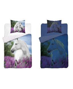 Povlečení bavlna svítící - Bílý kůň, 140x200, 70x80cm