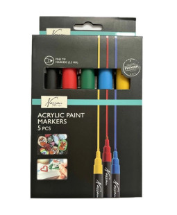 Akrylové fixy, 5 barev, tloušťka hrotu 2,5 mm