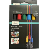 Akrylové fixy, 5 barev, tloušťka hrotu 2,5 mm