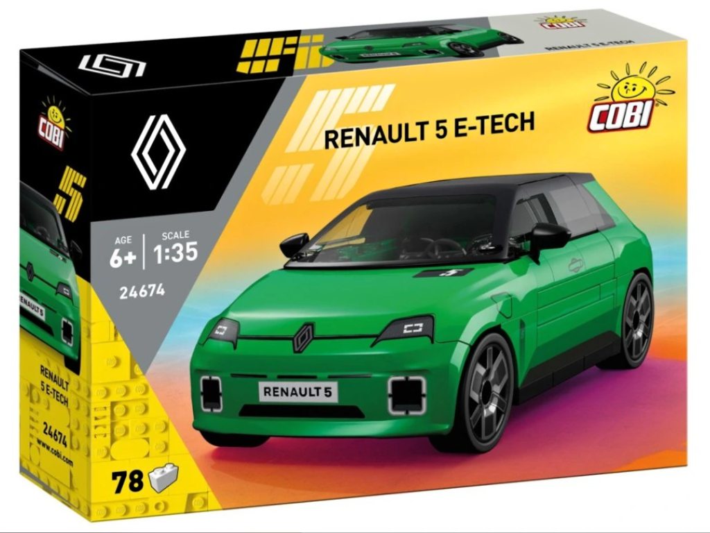 Cobi 24674 Renault 5 e-tech zelený, 1:35, 78 kostek
