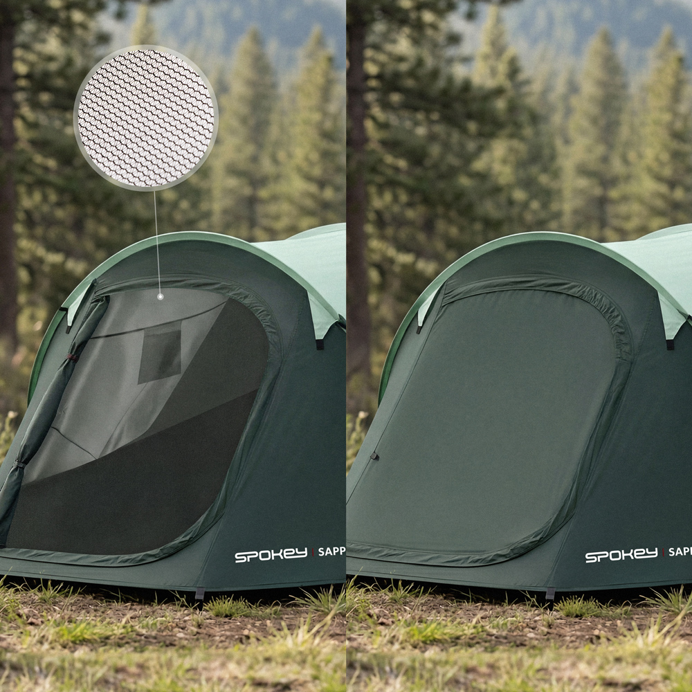 Spokey SAPPHIRE Samorozkládací stan pro 2 osoby, šalvějově zelený, 245xx145x105 cm