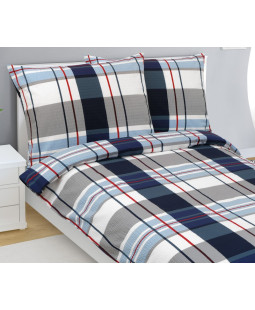 Bellatex Povlečení krep, Káro modré - 140x200, 70x90 cm