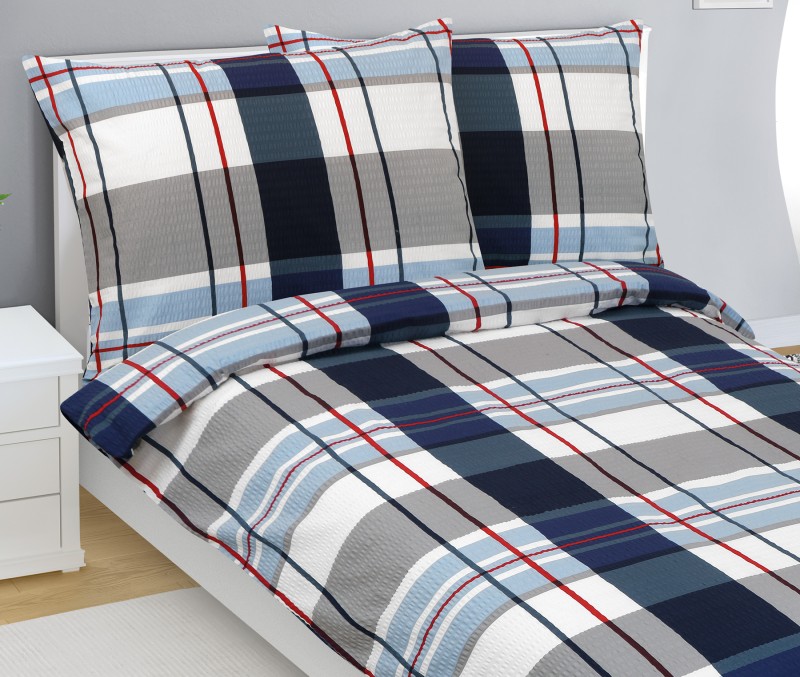 Bellatex Povlečení krep, Káro modré - 140x200, 70x90cm