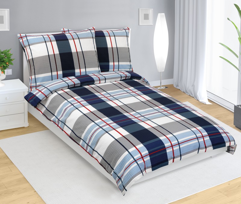 Bellatex Povlečení krep, Káro modré - 140x220, 70x90cm