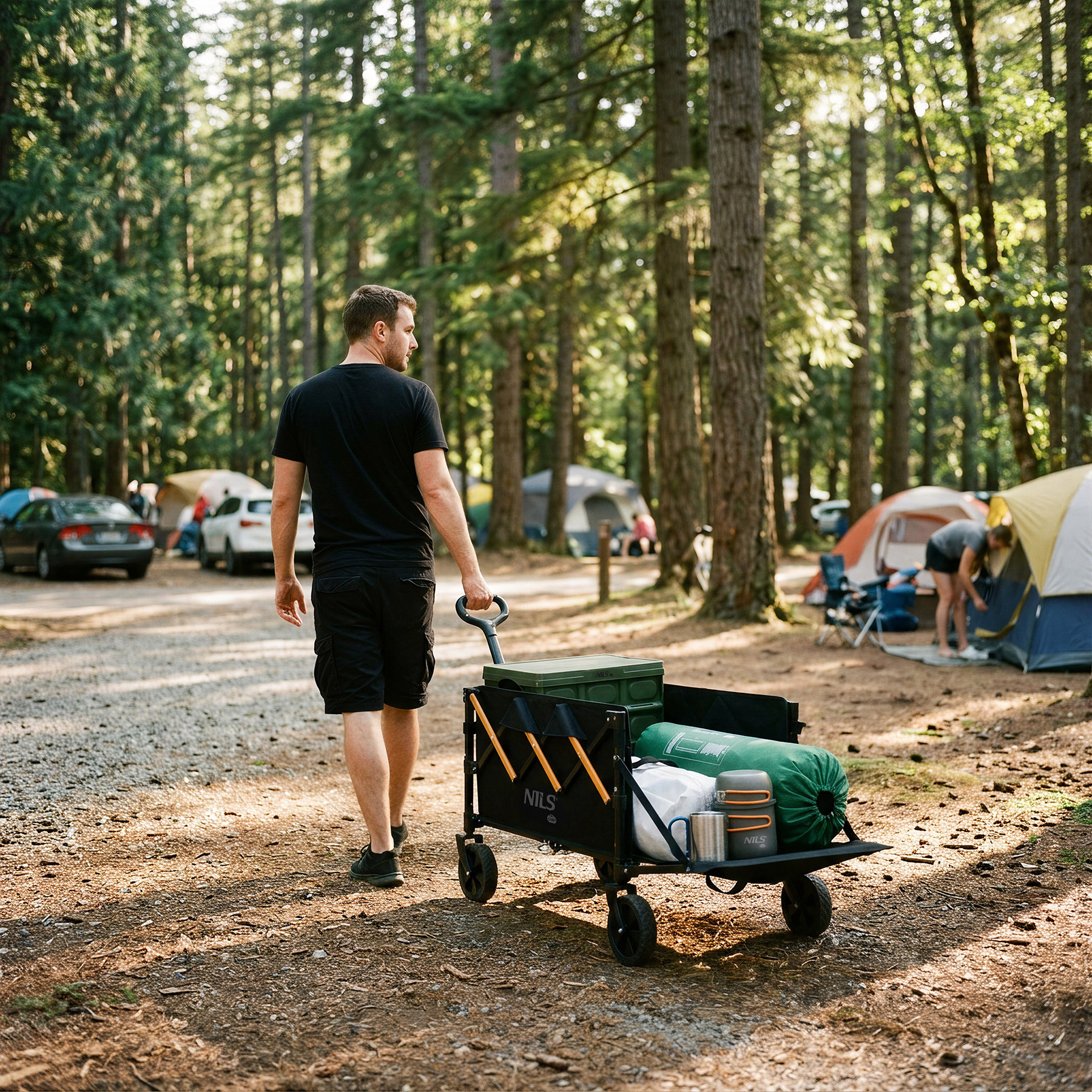 Kempingový vozík NILS Camp NC2608, oranžový, 100 litrů