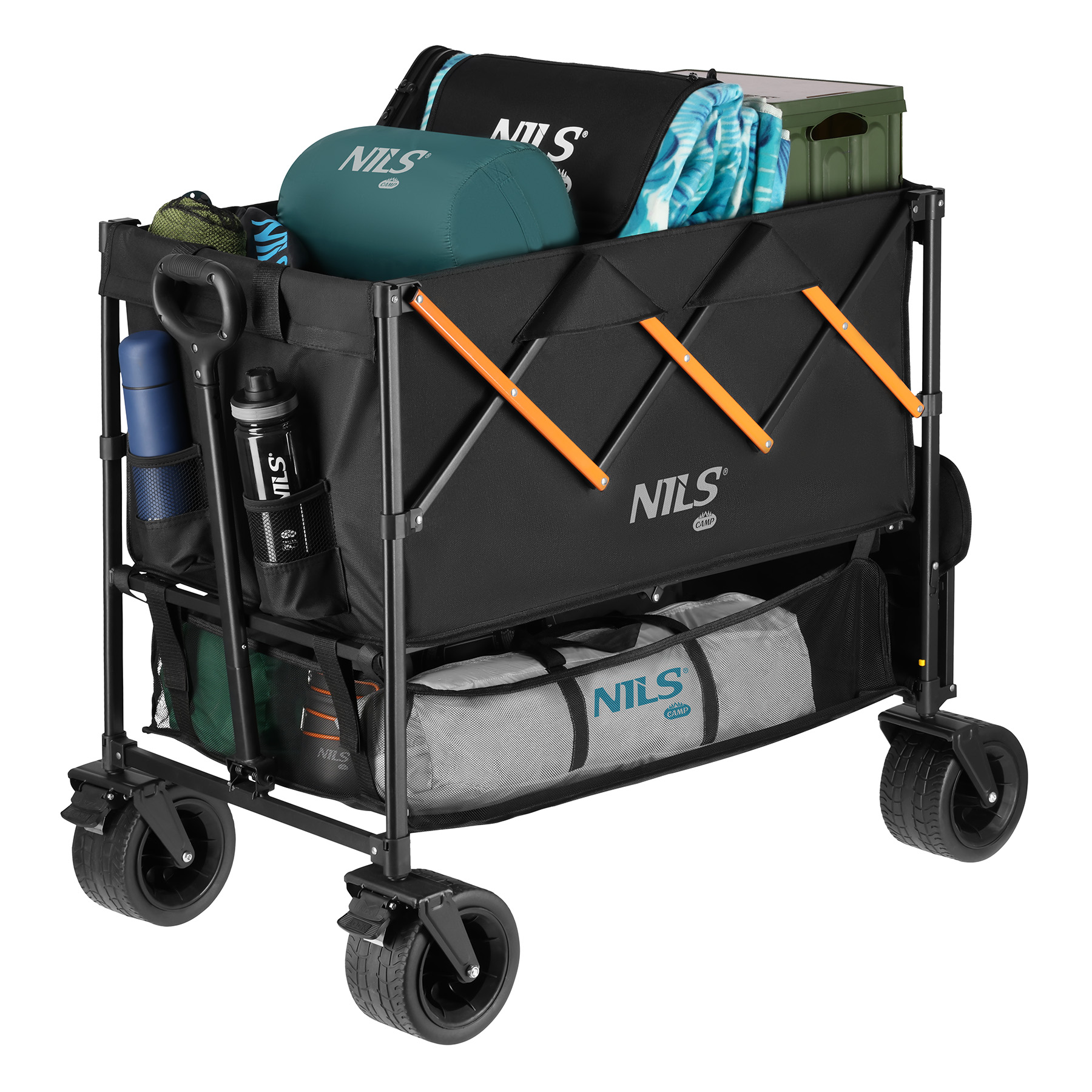 Kempingový vozík NILS Camp NC2607 XXL, 160L, černo-oranžový