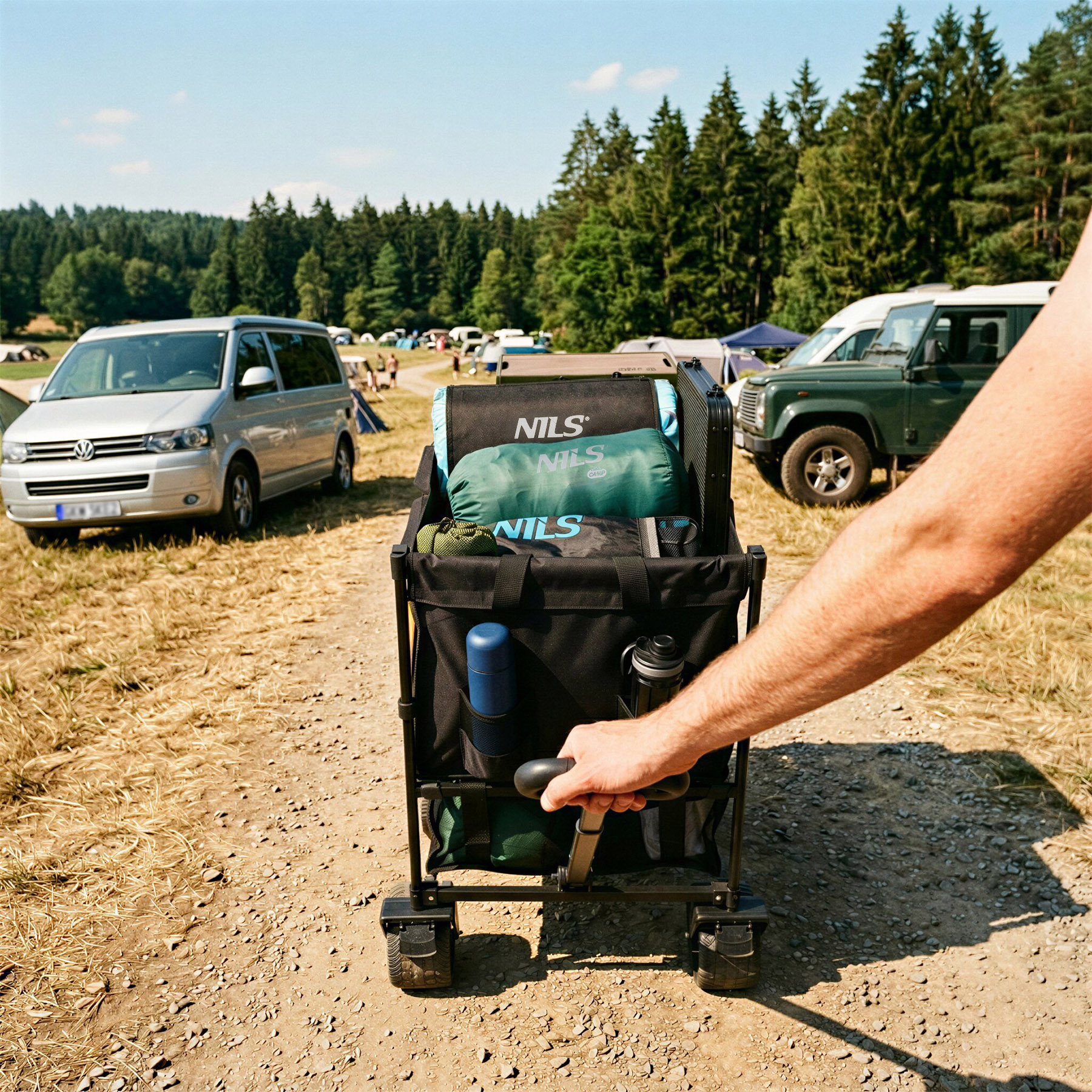 Kempingový vozík NILS Camp NC2607 XXL, 160L, černo-oranžový