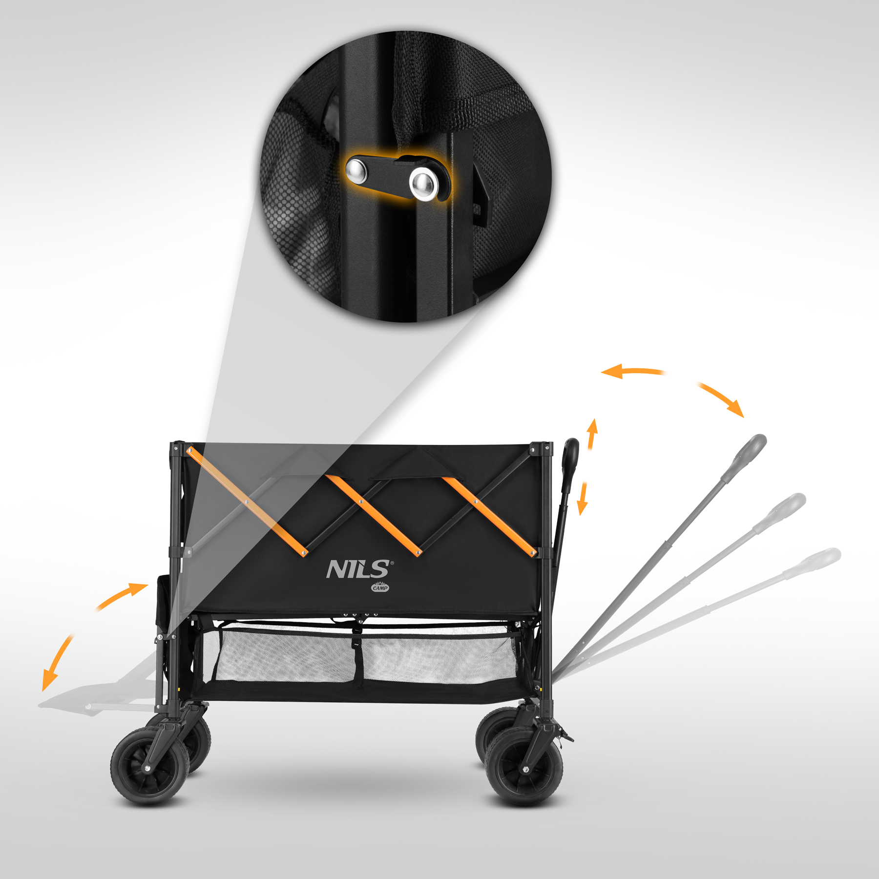 Kempingový vozík NILS Camp NC2607 XXL, 160L, černo-oranžový