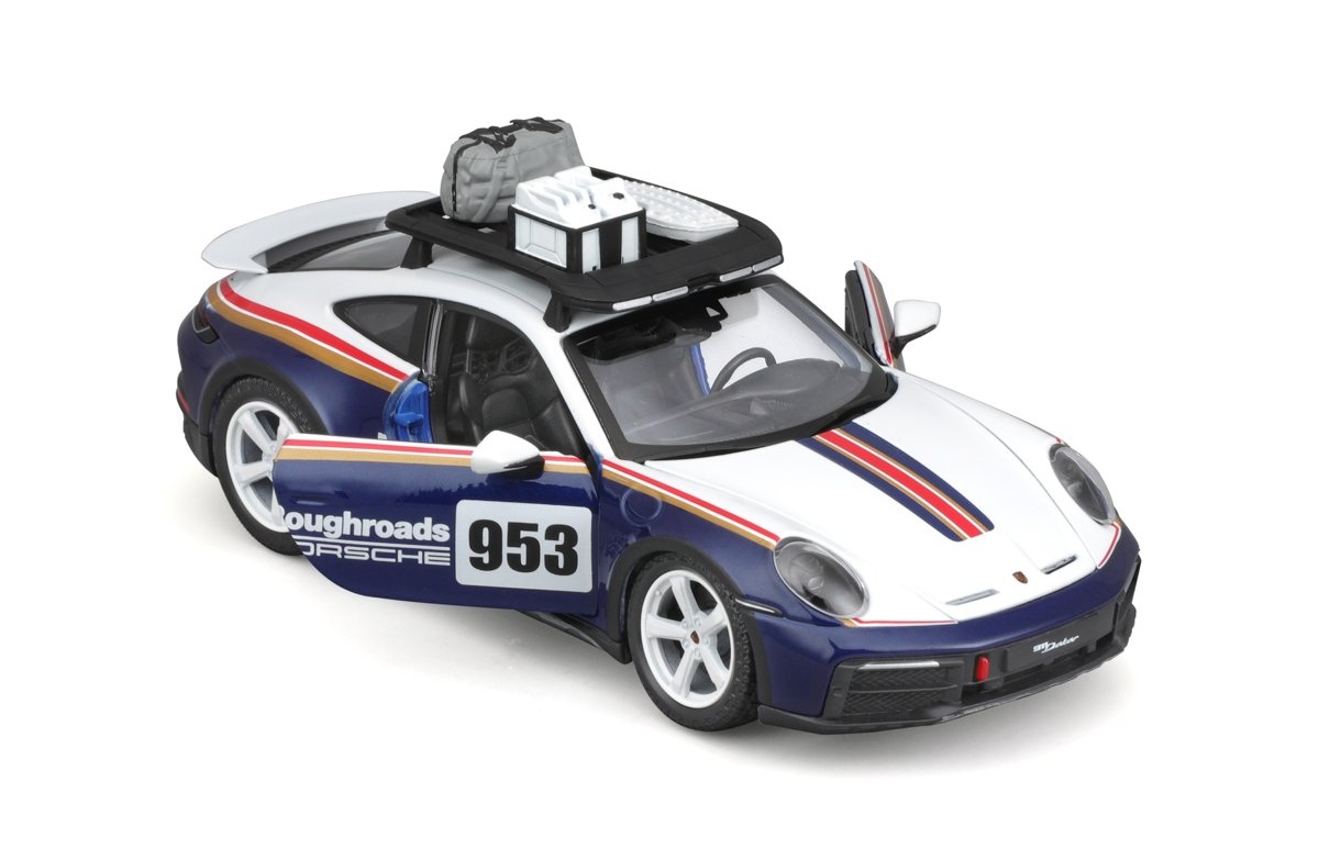 Bburago RACE, Porsche 911 Dakar bílá-modrá metalíza, 1:24