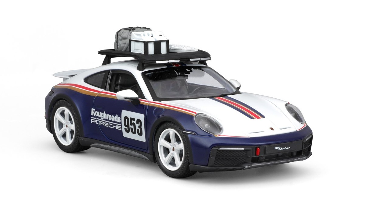 Bburago RACE, Porsche 911 Dakar bílá-modrá metalíza, 1:24