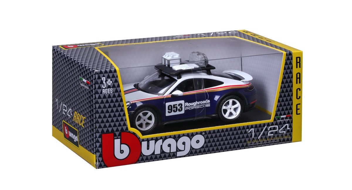 Bburago RACE, Porsche 911 Dakar bílá-modrá metalíza, 1:24